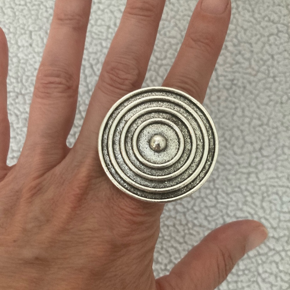Vintage Spiral Statement Ring Silver Tone - NEW